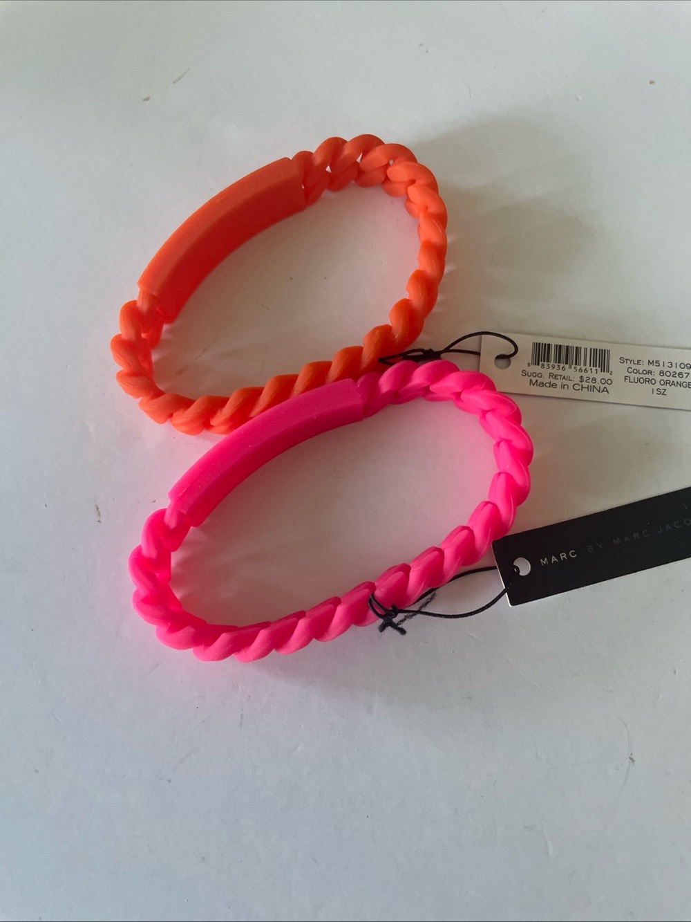 Marc by Marc Jacobs Kids Neon Pink & Neon Orange Twist ID Bracelets